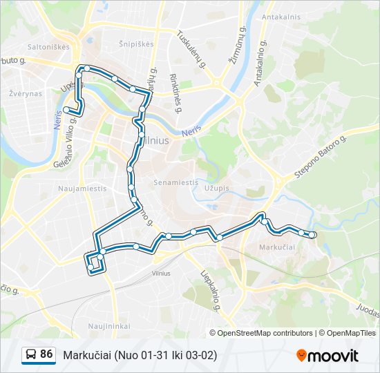 Автобус 86: карта маршрута