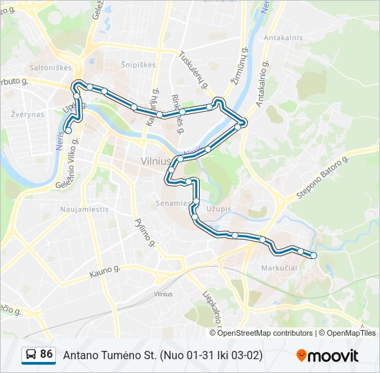 Автобус 86: карта маршрута