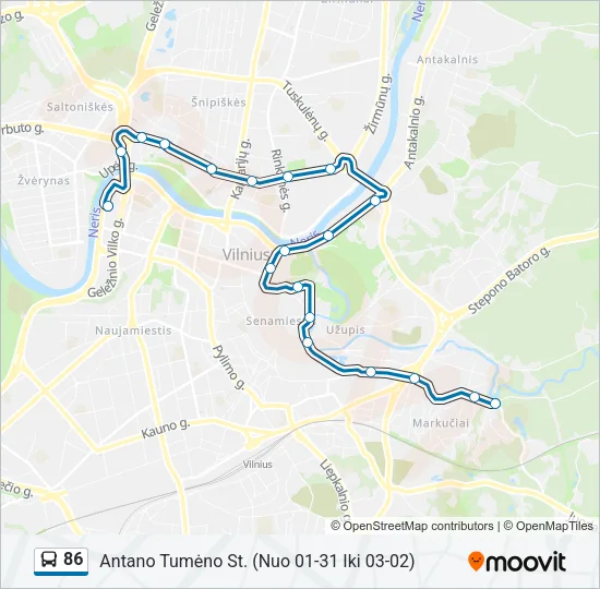 86 Bus Line Map