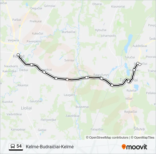 Автобус 54: карта маршрута