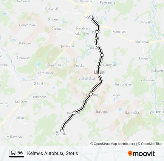 Автобус 56: карта маршрута