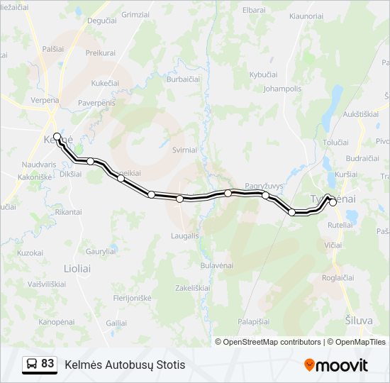 Автобус 83: карта маршрута