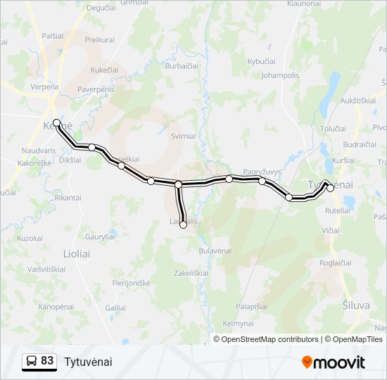 Автобус 83: карта маршрута