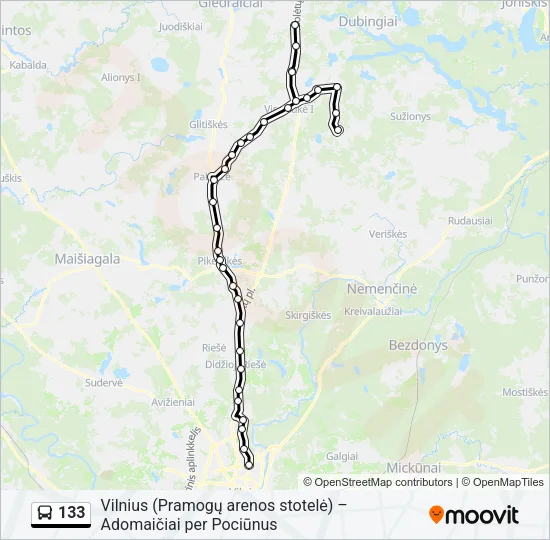 133 Bus Line Map