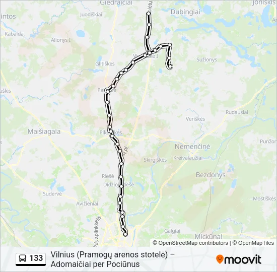 133 Bus Line Map