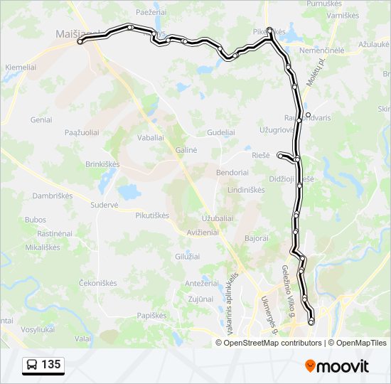 Автобус 135: карта маршрута