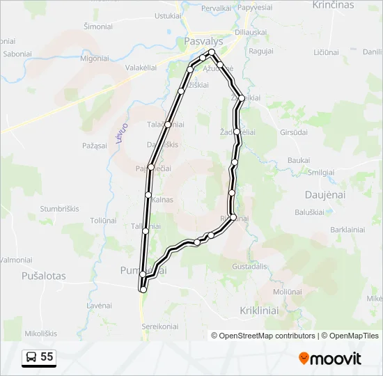 Автобус 55: карта маршрута