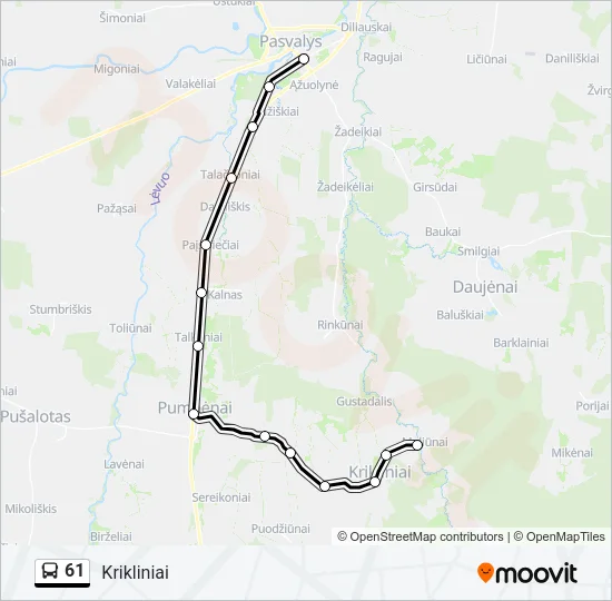 61 Bus Line Map
