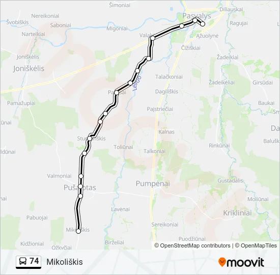 74 Bus Line Map