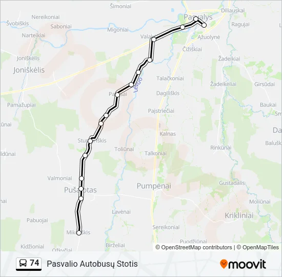 74 Bus Line Map