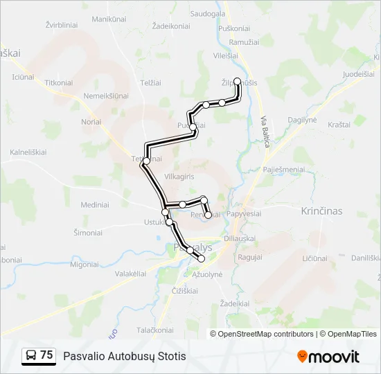 75 Bus Line Map