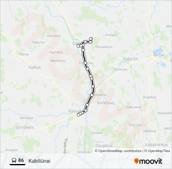 86 Bus Line Map