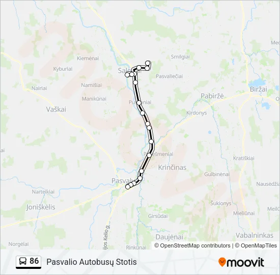 86 Bus Line Map