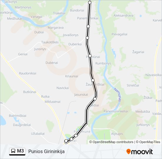 Автобус M3: карта маршрута