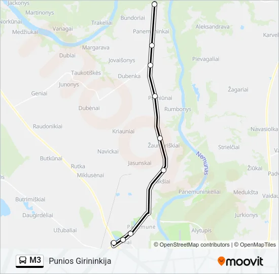 M3 Bus Line Map