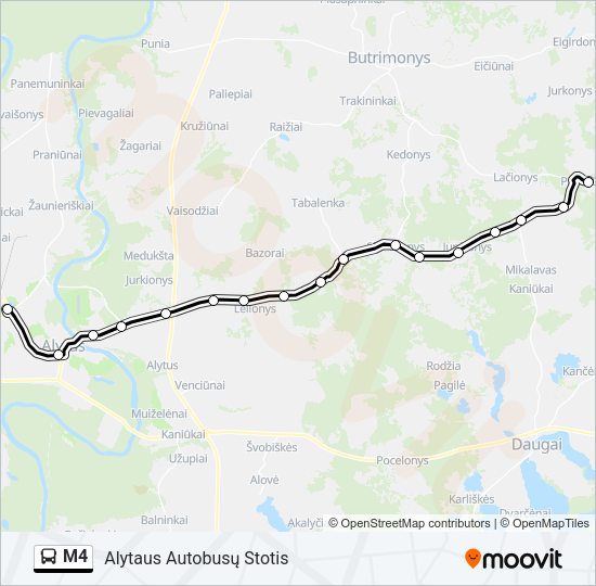 Автобус M4: карта маршрута