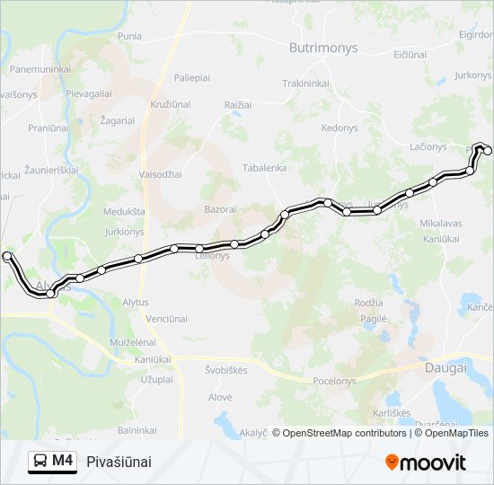 Автобус M4: карта маршрута