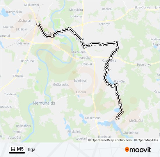 Автобус M5: карта маршрута