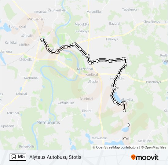 Автобус M5: карта маршрута