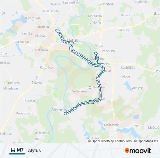 Автобус M7: карта маршрута