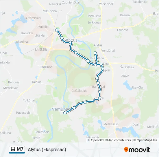 M7 Bus Line Map