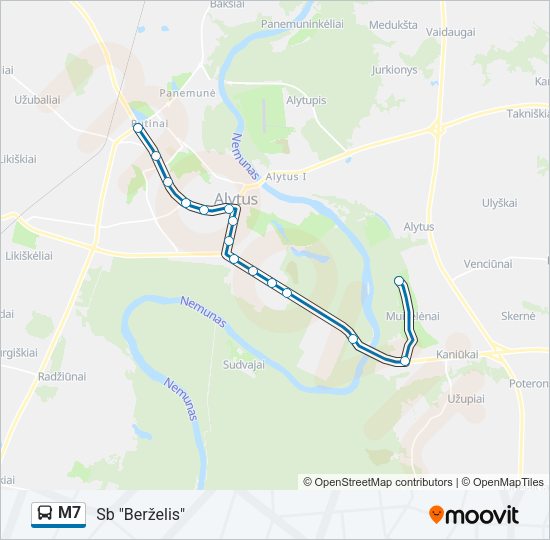 Автобус M7: карта маршрута