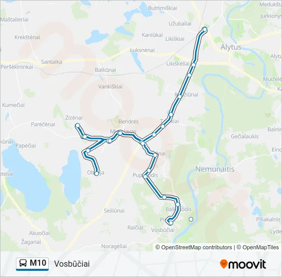 M10 Bus Line Map
