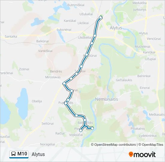 M10 Bus Line Map