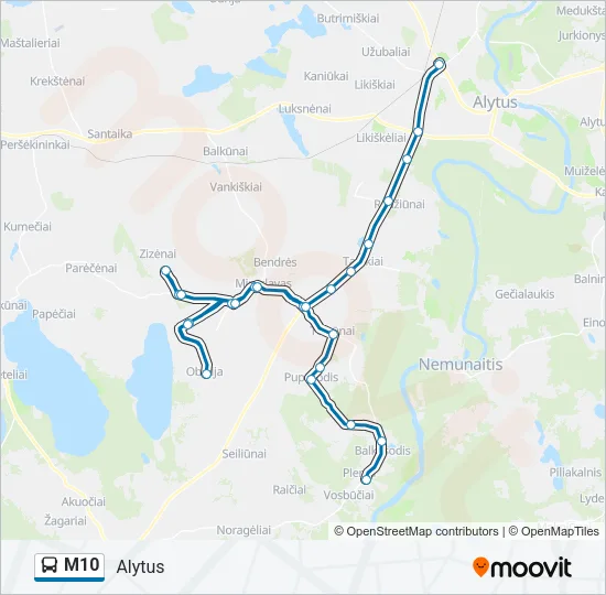 M10 Bus Line Map