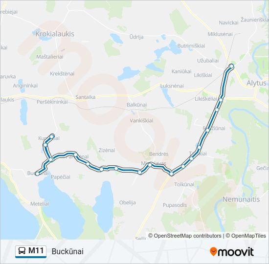 Автобус M11: карта маршрута
