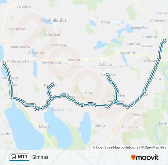 M11 Bus Line Map