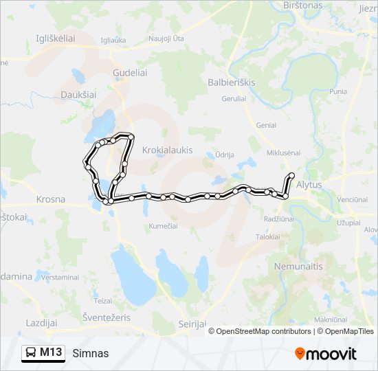 M13 Bus Line Map