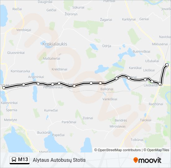 M13 Bus Line Map