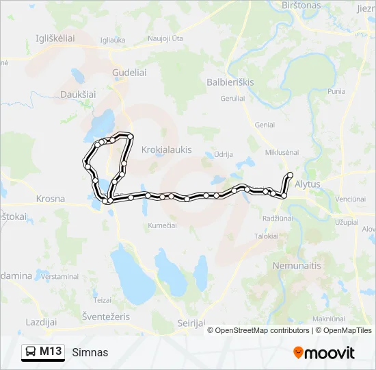 M13 Bus Line Map