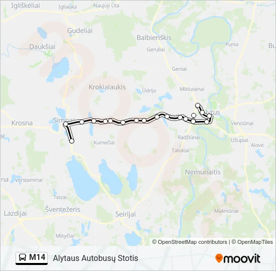 M14 Bus Line Map