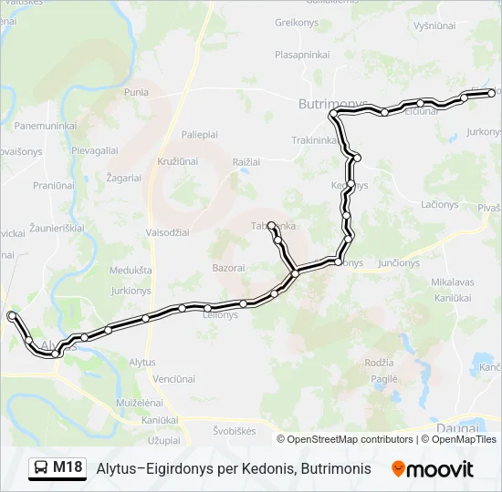M18 Bus Line Map