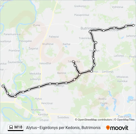 M18 Bus Line Map