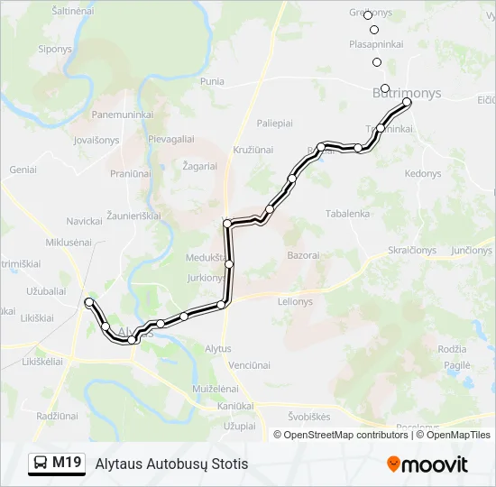 M19 Bus Line Map