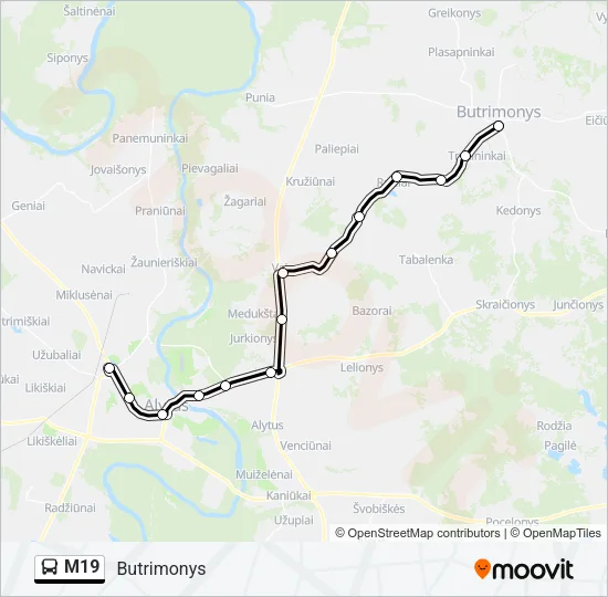 M19 Bus Line Map