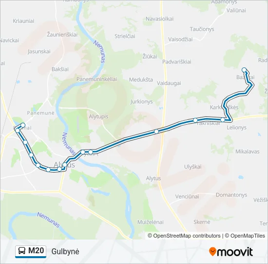 Автобус M20: карта маршрута