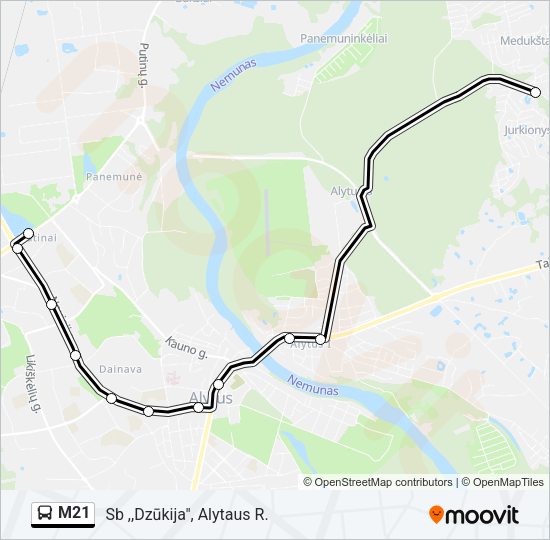 Автобус M21: карта маршрута