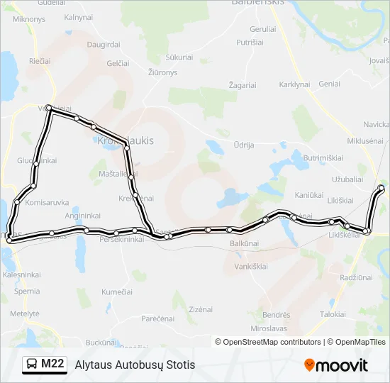 M22 Bus Line Map