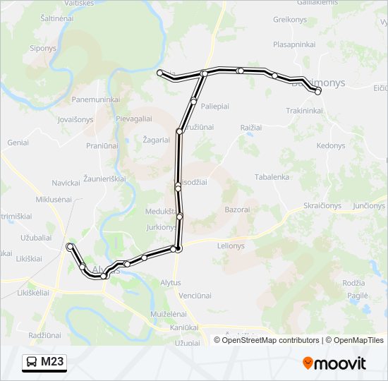 Автобус M23: карта маршрута