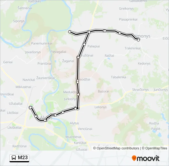 Автобус M23: карта маршрута