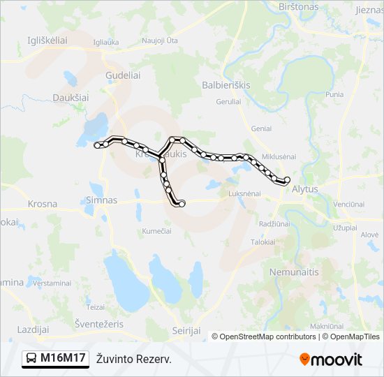 Автобус M16M17: карта маршрута