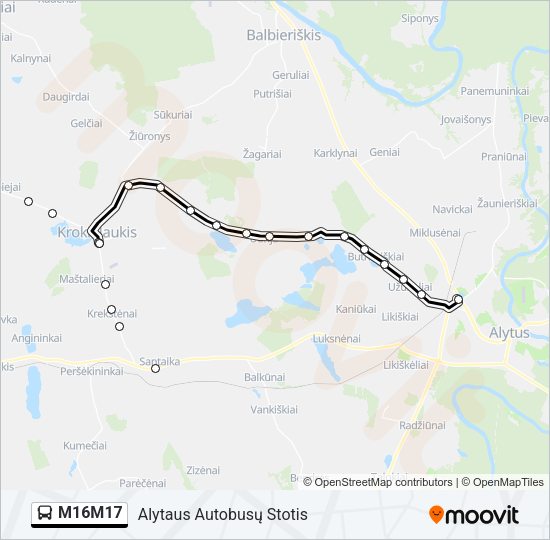 Автобус M16M17: карта маршрута