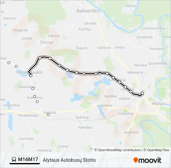 Автобус M16M17: карта маршрута