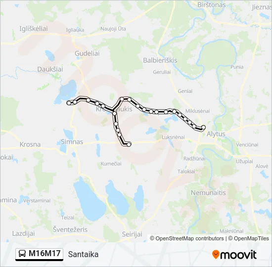 M16M17 Bus Line Map