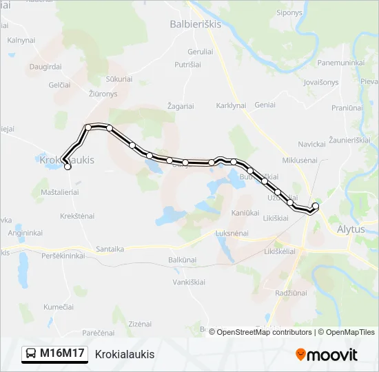 M16M17 Bus Line Map