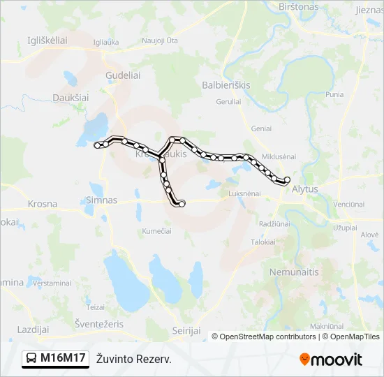 M16M17 Bus Line Map